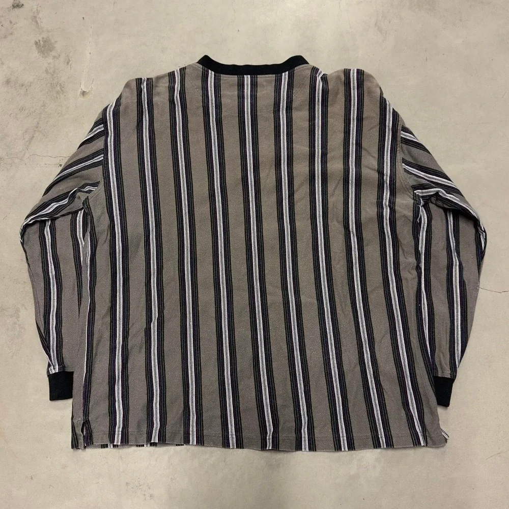 Vintage 90s striped long sleeve Henley shirt - Picture 3 of 6